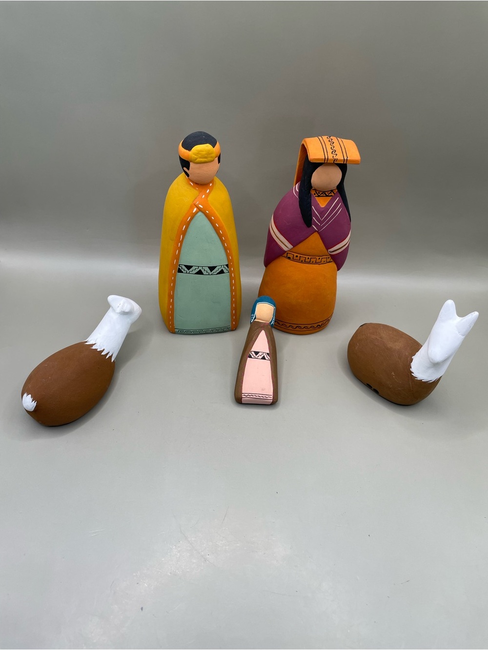 Vintage Clay Nativity Figurine Folk Art Pottery Christianity Religious Mexico